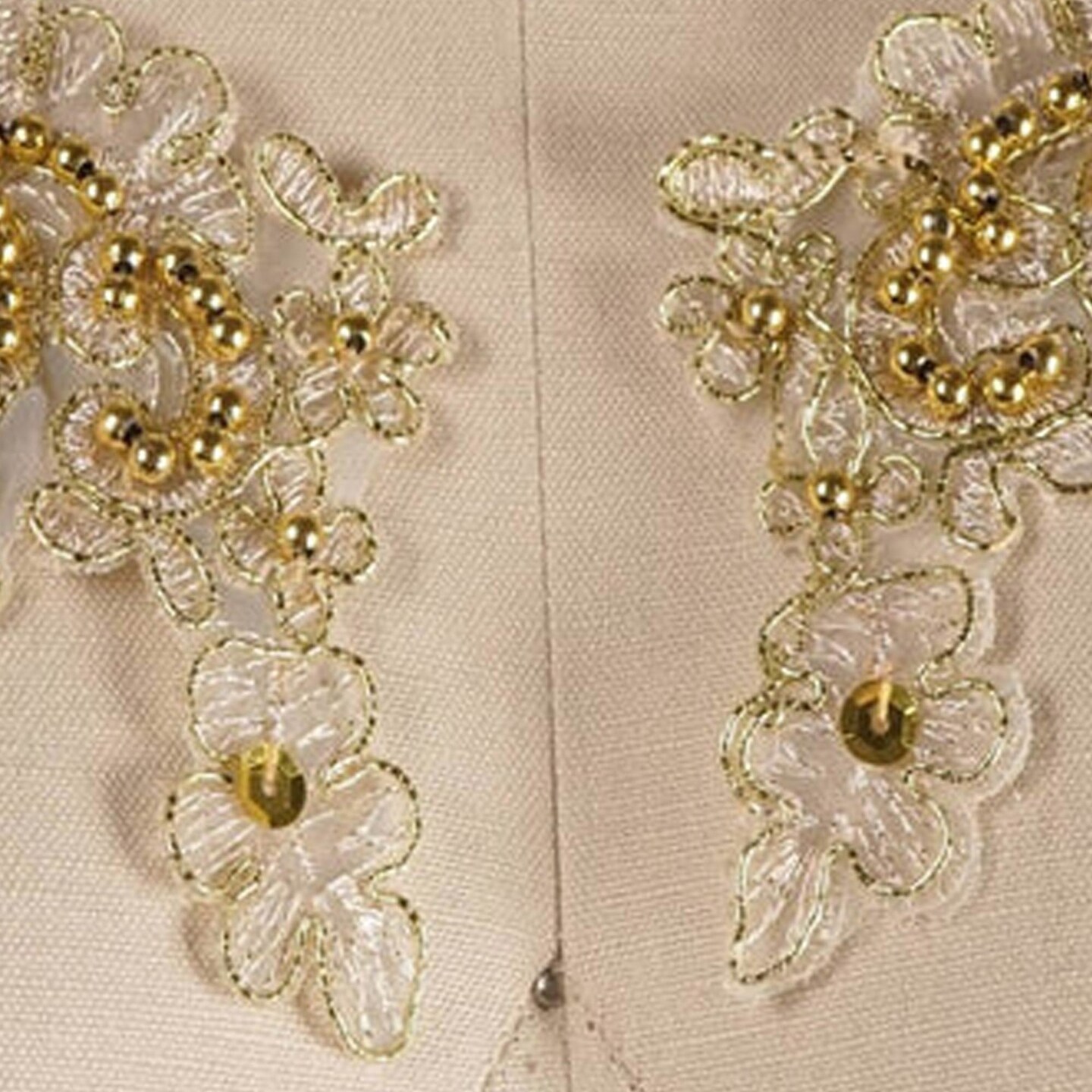 2 Pieces Gold Beaded Applique with Antique Embroidery for Dresses or Dance Costumes