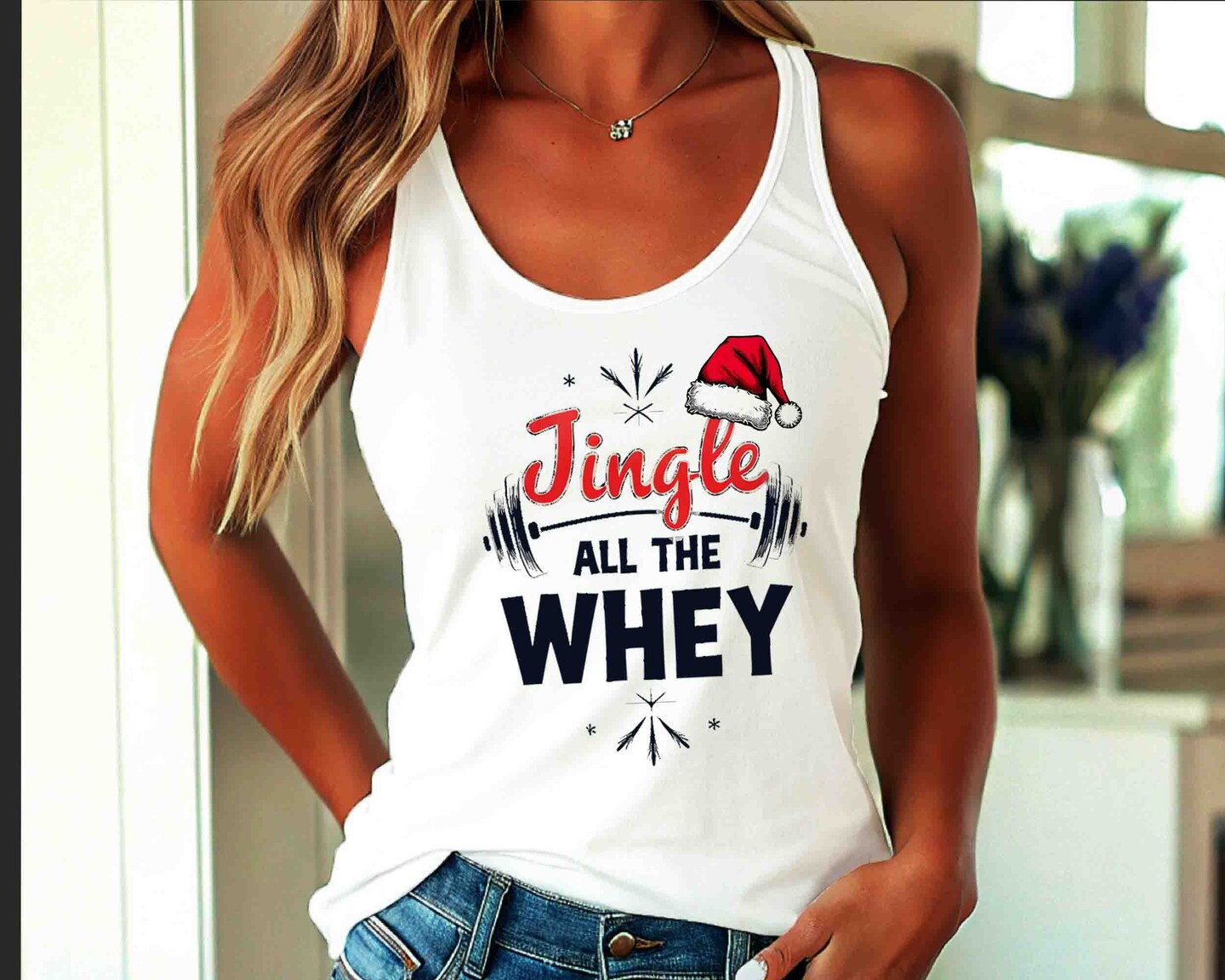 Funny Christmas Workout Tank Top: Jingle All The Whey, Women's