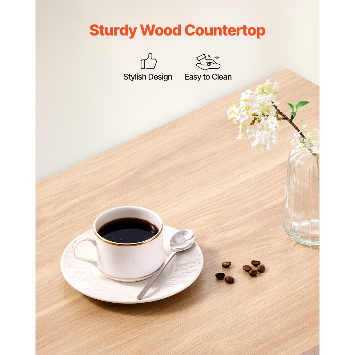 White MDF Kitchen Island with Drawers, Cabinets and Lockable Wheels