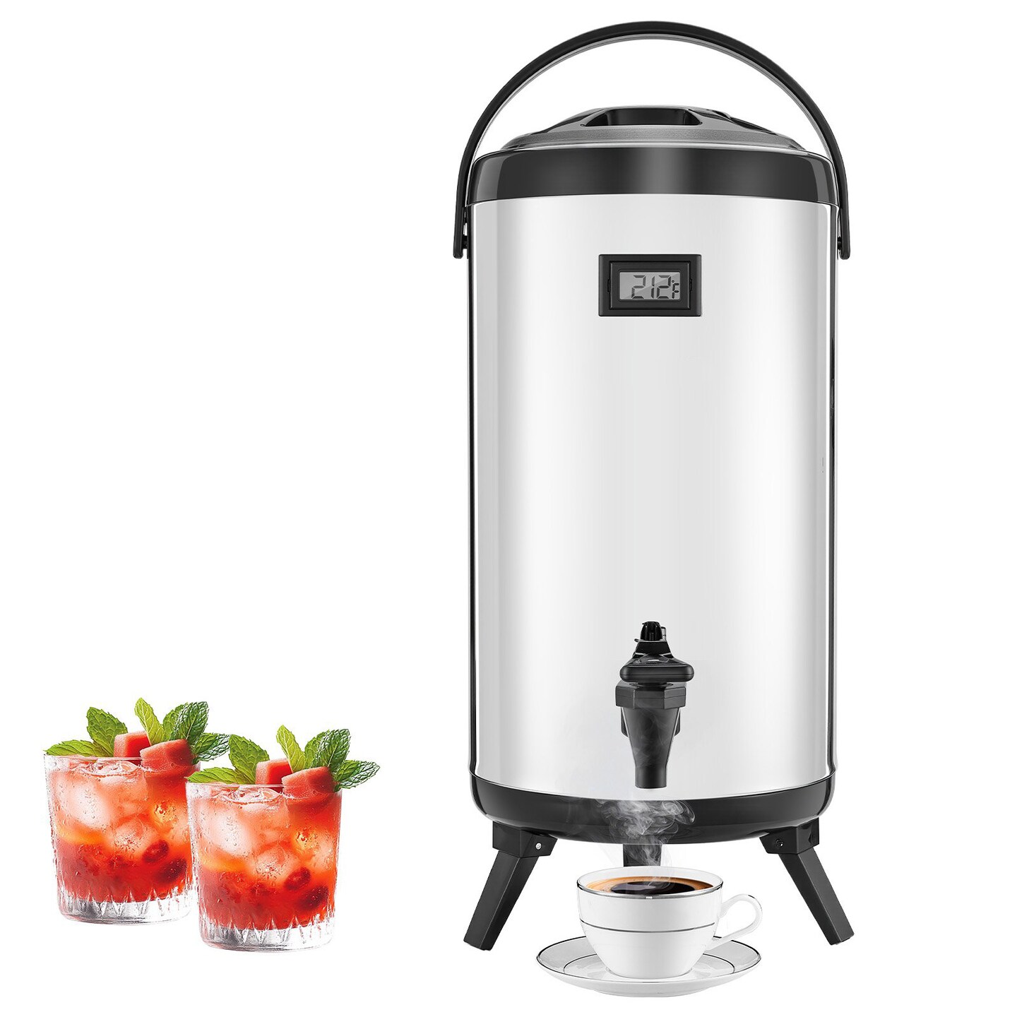 2.4 Gal Stainless Steel Insulated Beverage Dispenser with Spigot