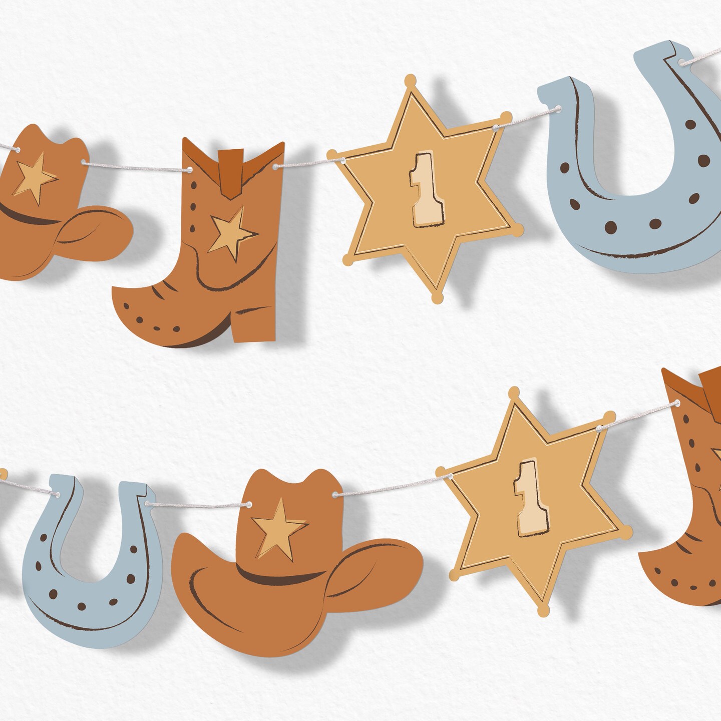 Big Dot of Happiness My First Rodeo Garland Banner Little Cowboy 1st Birthday Party Backdrop 30 Feet of Cord 15 Double Sided Paper Western Shapes