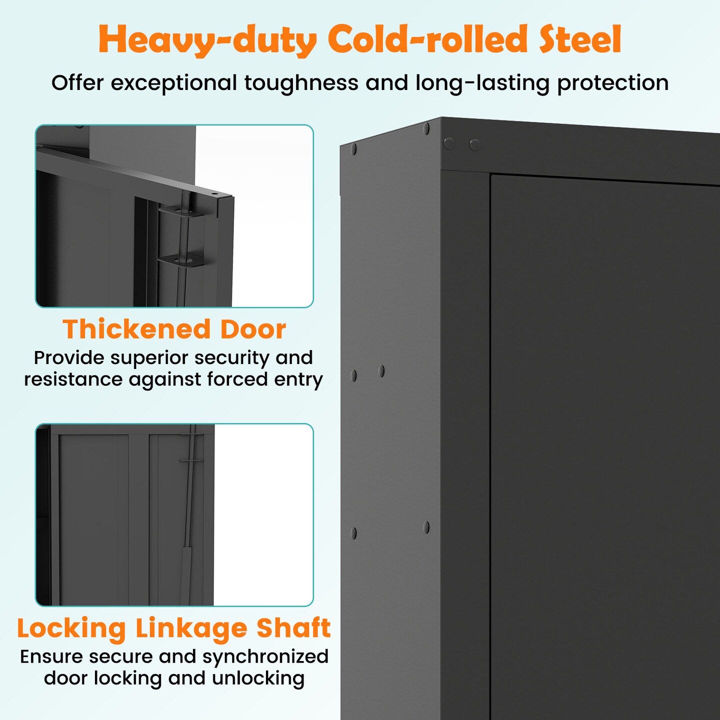 Black Steel 4-Gun Safe Cabinet with Lock, Ammo Shelf and EVA Padding