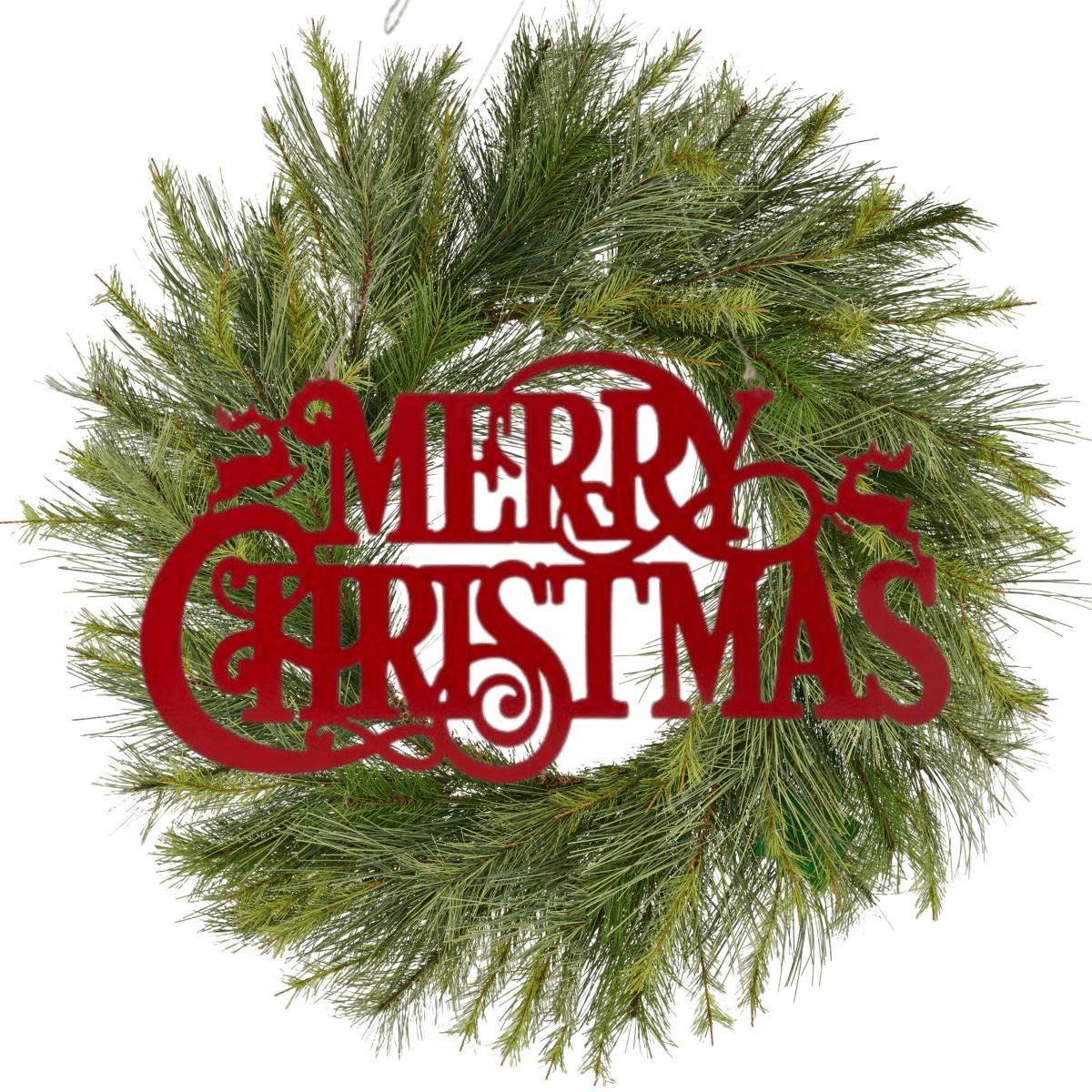 16&#x22; Metal Merry Christmas Hanger: Red