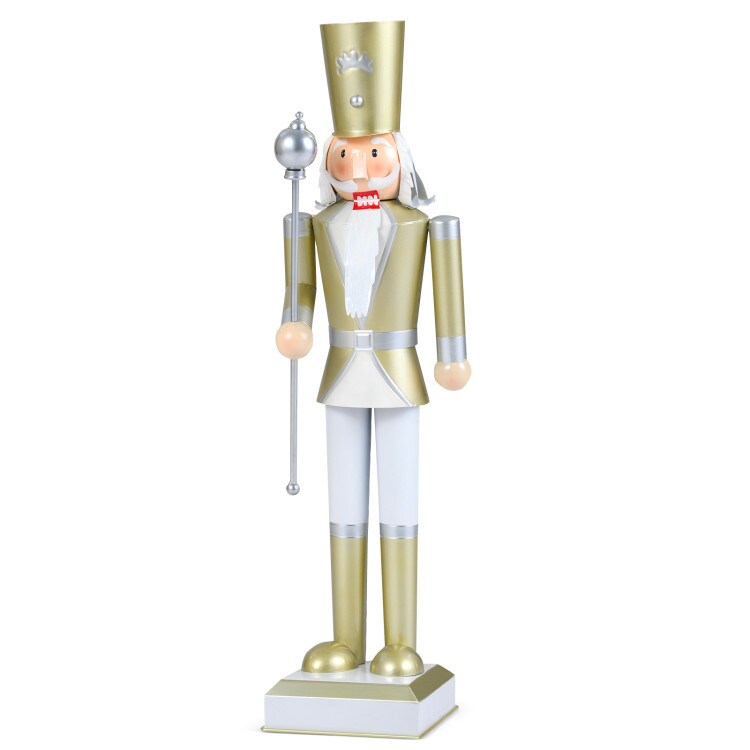 32.5" Large Metal Christmas Nutcracker with Hidden Storage Holiday Decoration for Home or Porch