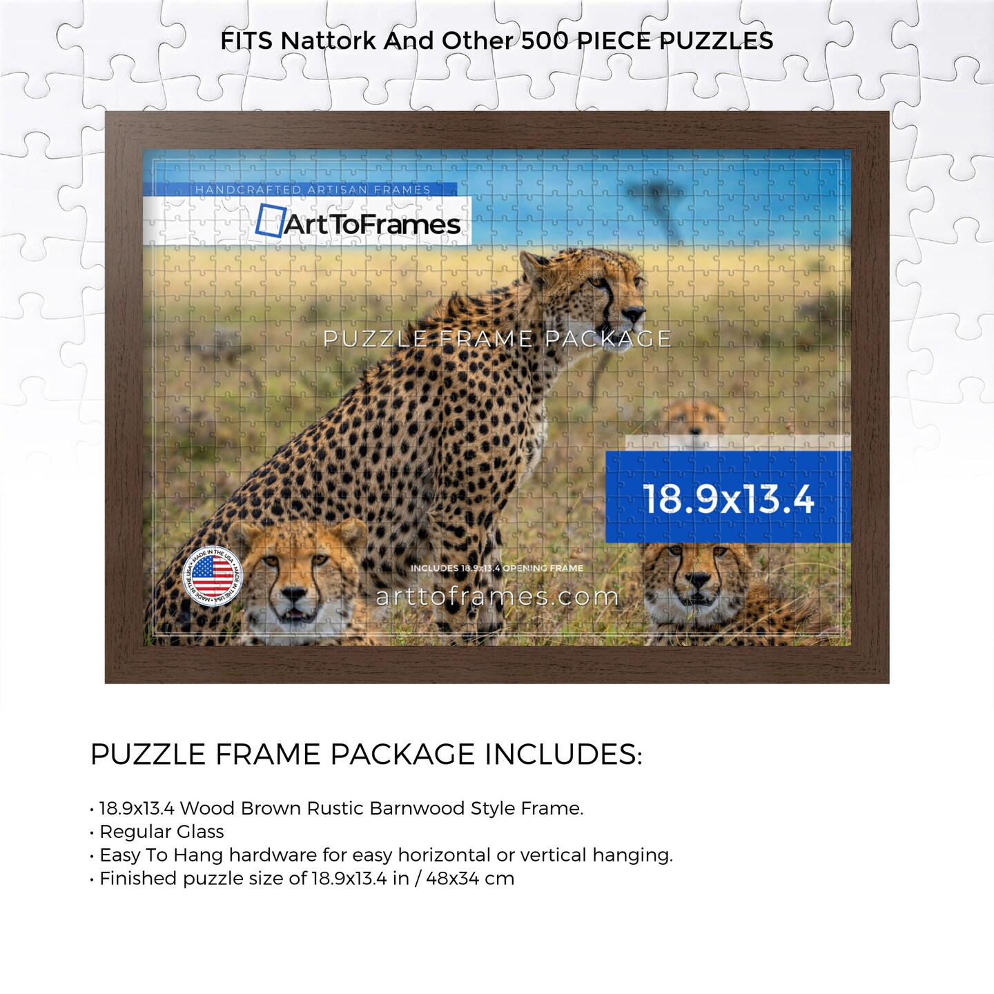 ArtToFrames 18.9x13.4 INCH / 48x34 CM Puzzle Frame for 500 piece
