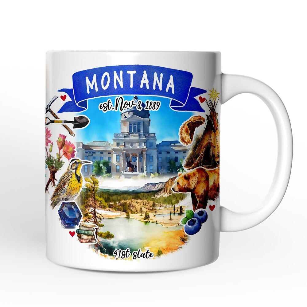Artistic Montana State Themes and Landmarks Mug