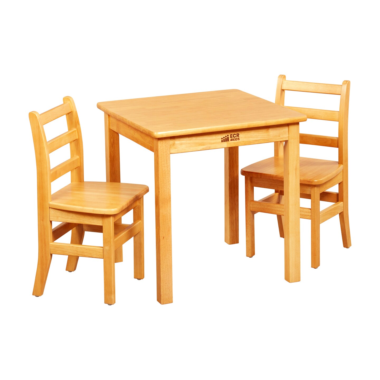 24in x 24in Square Hardwood Table with 24in Legs and 14in Chairs, 3-Piece