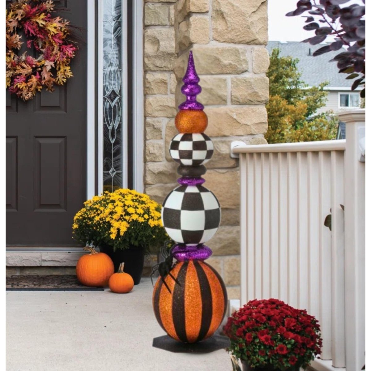 48&#x22; Glitter Halloween Ball Topiary