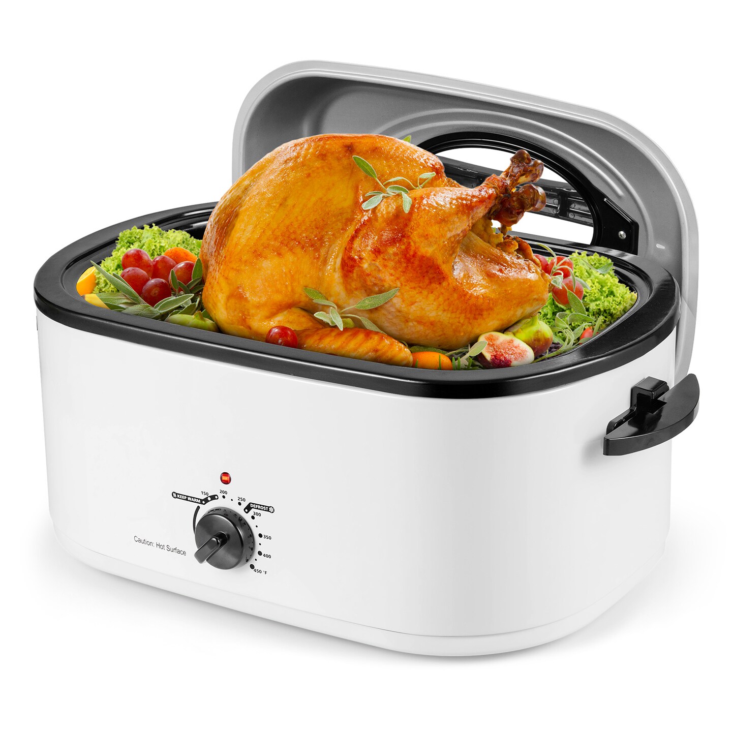 Large Capacity Electric Turkey Roaster with Dishwasher-Safe Pan and Cool-Touch Handles