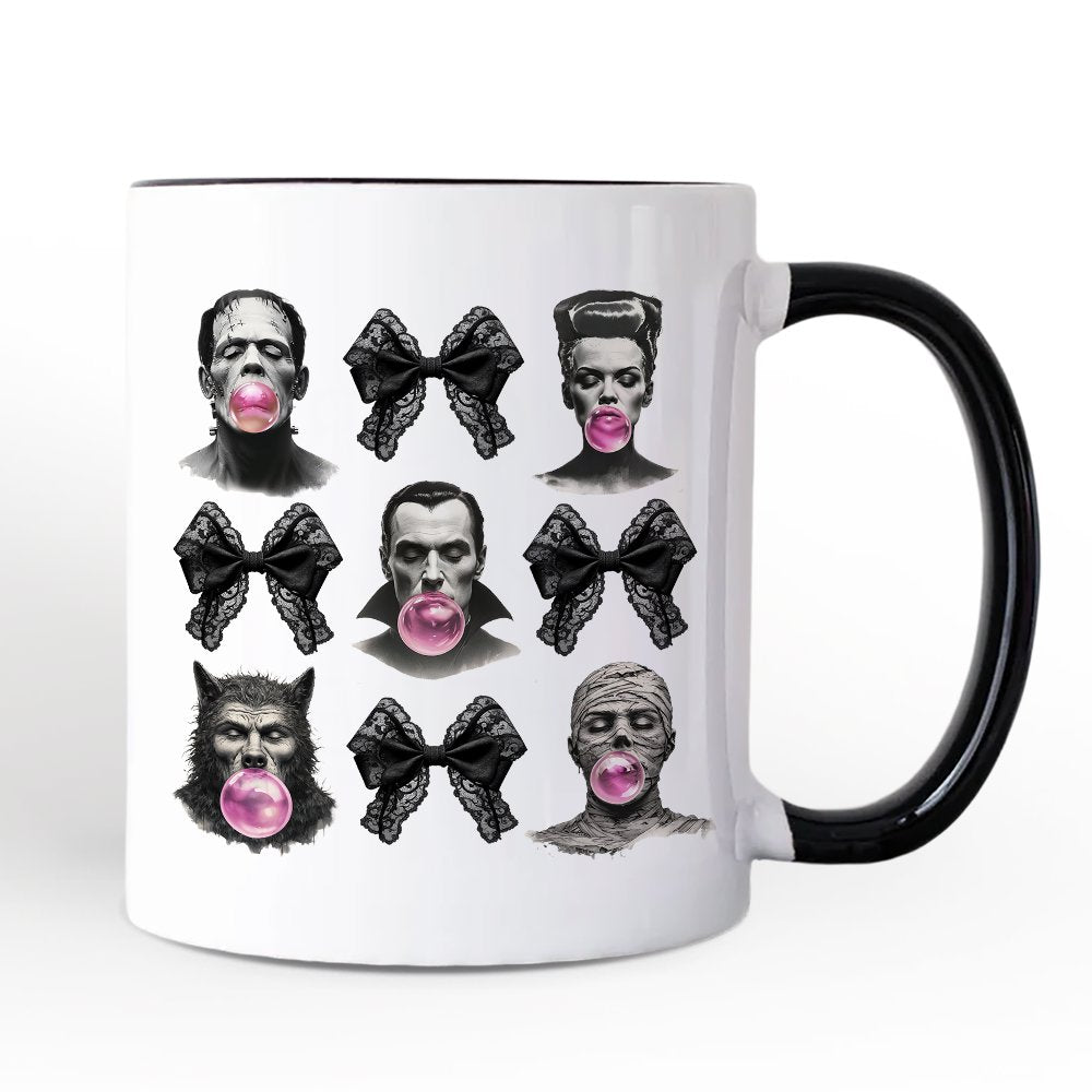 Bubblegum Classic Monster Mug, Funny Coquette Bow Gift with Retro Style