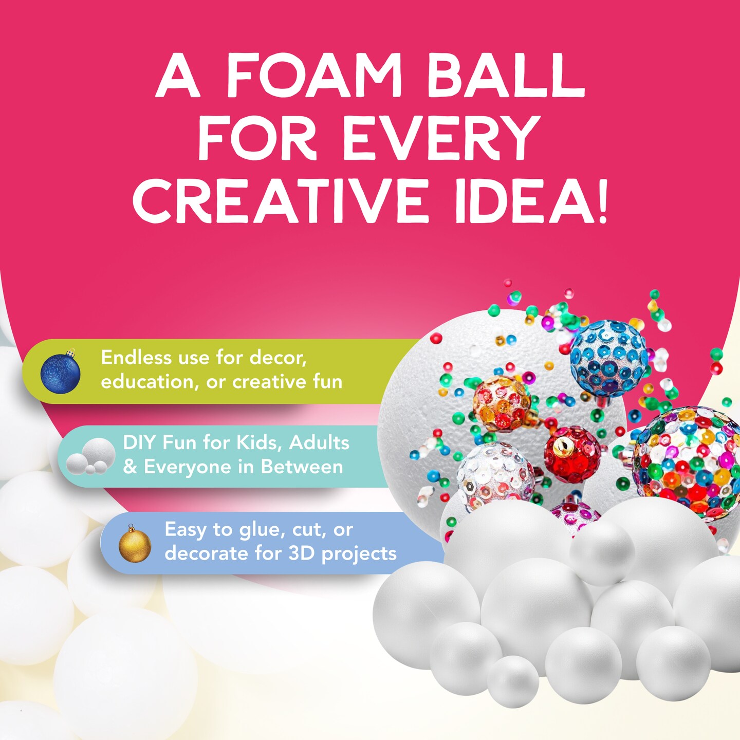 Incraftables Foam Balls 240pcs (0.8, 1.2, 1.6 & 2 inch). Assorted Foam Balls for Crafts. White Foam Balls for Solar System Project, DIY Arts & Slime. Best Round Large & Small Foam Balls