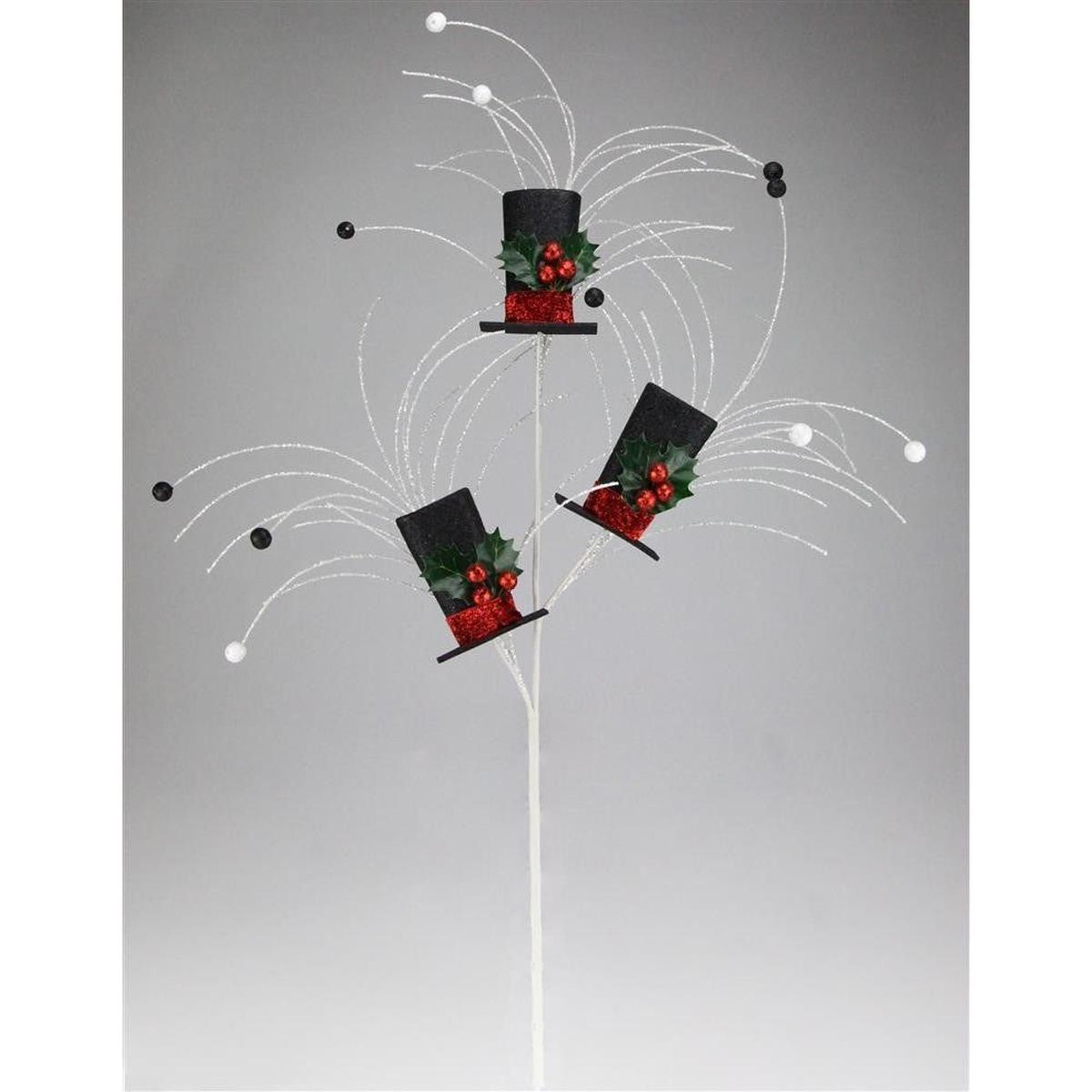 40&#x22; Glitter Snowman Top Hat Spray