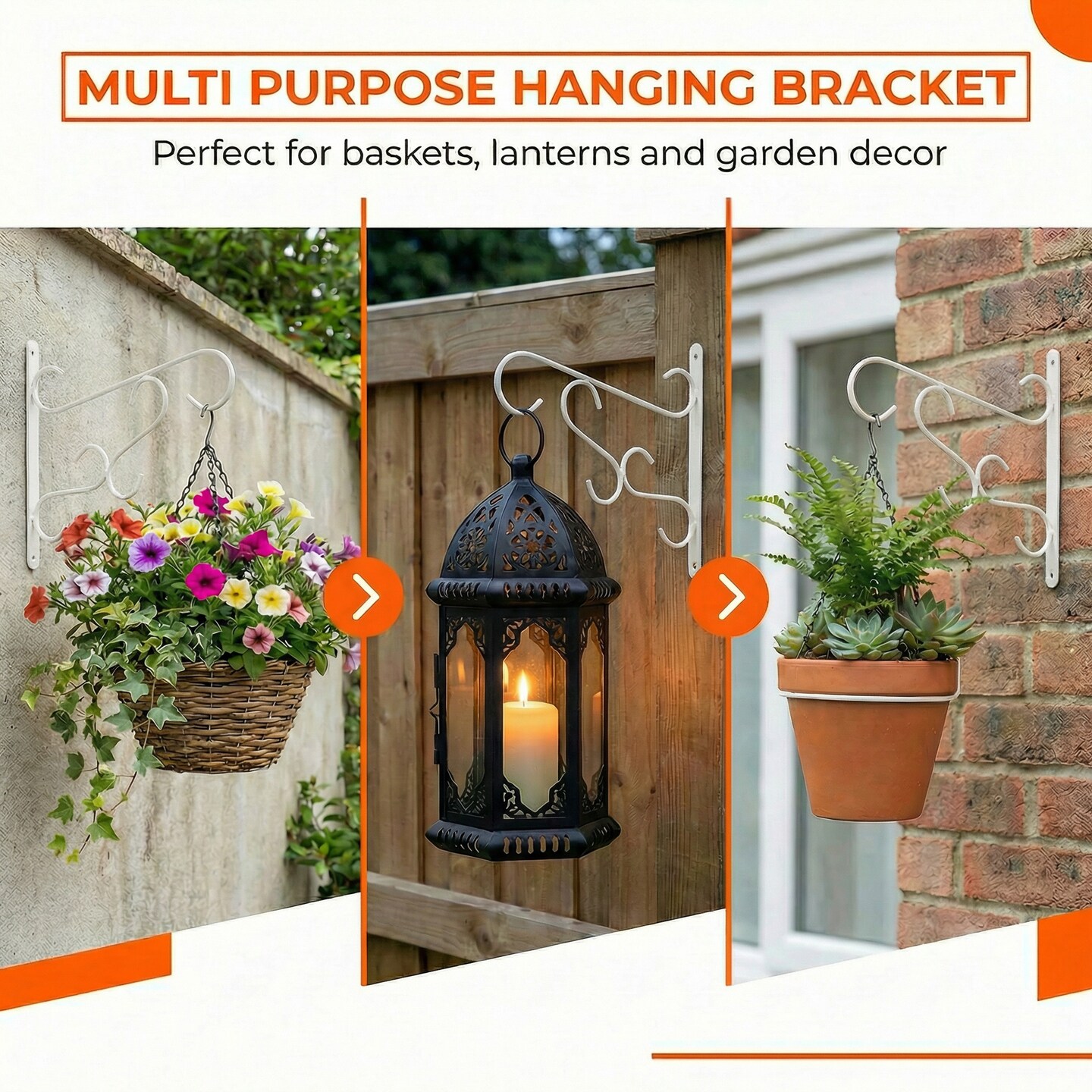 Scroll-Design Metal Wall Bracket for Hanging Accessories and Flowerpots for Indoor & Outdoor Use
