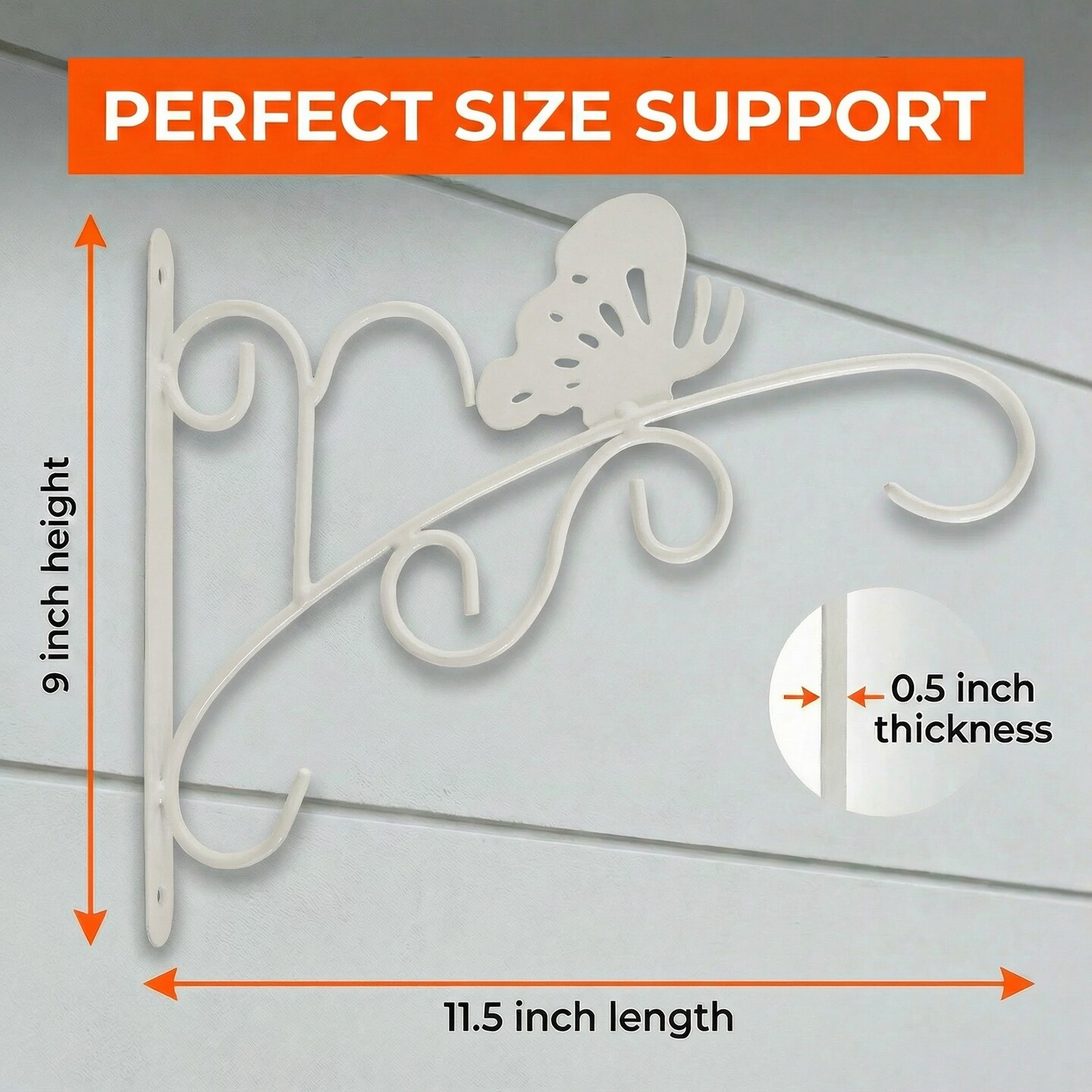 Scroll-Design Metal Wall Bracket for Hanging Accessories and Flowerpots for Indoor & Outdoor Use