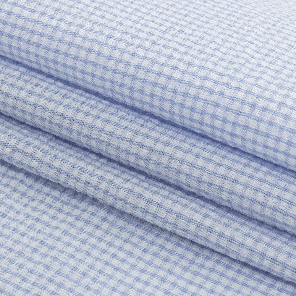 1 Yard Cotton Seersucker Light Blue Gingham