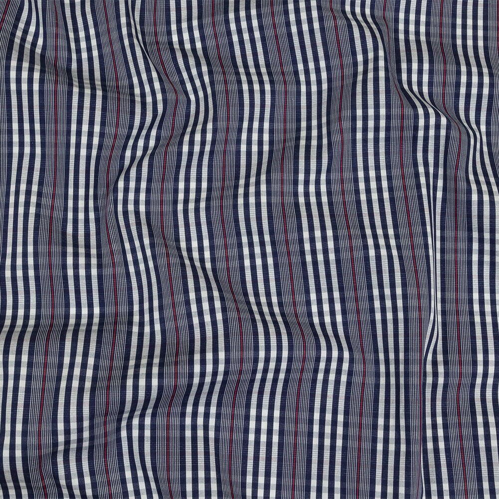 1 Yard Navy Red and White Subtle Plaid Cotton Poplin Fabric