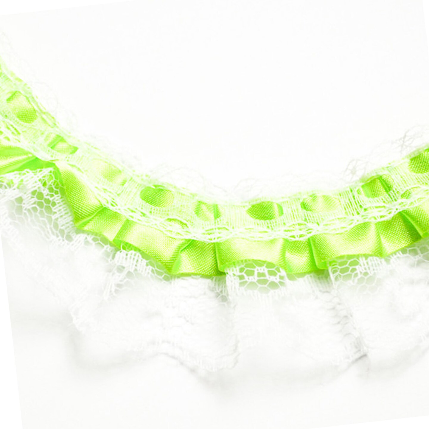 2&#x22; x 50 Yards Apple Green Ruffled Lace Trim