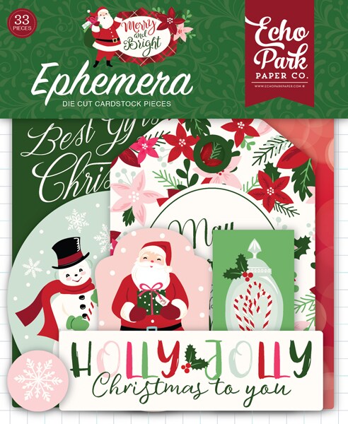 Echo Park Merry And Bright Die Cut Ephemera-33pcs