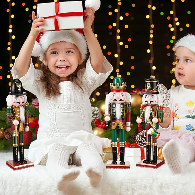 4PCS 12 inch Christmas Nutcrackers Ornaments Set Nutcracker Figures Holiday Party Tabletop Christmas Decor Nutcracker Soldier Figure Decoration Crafts Art for Christmas Decor