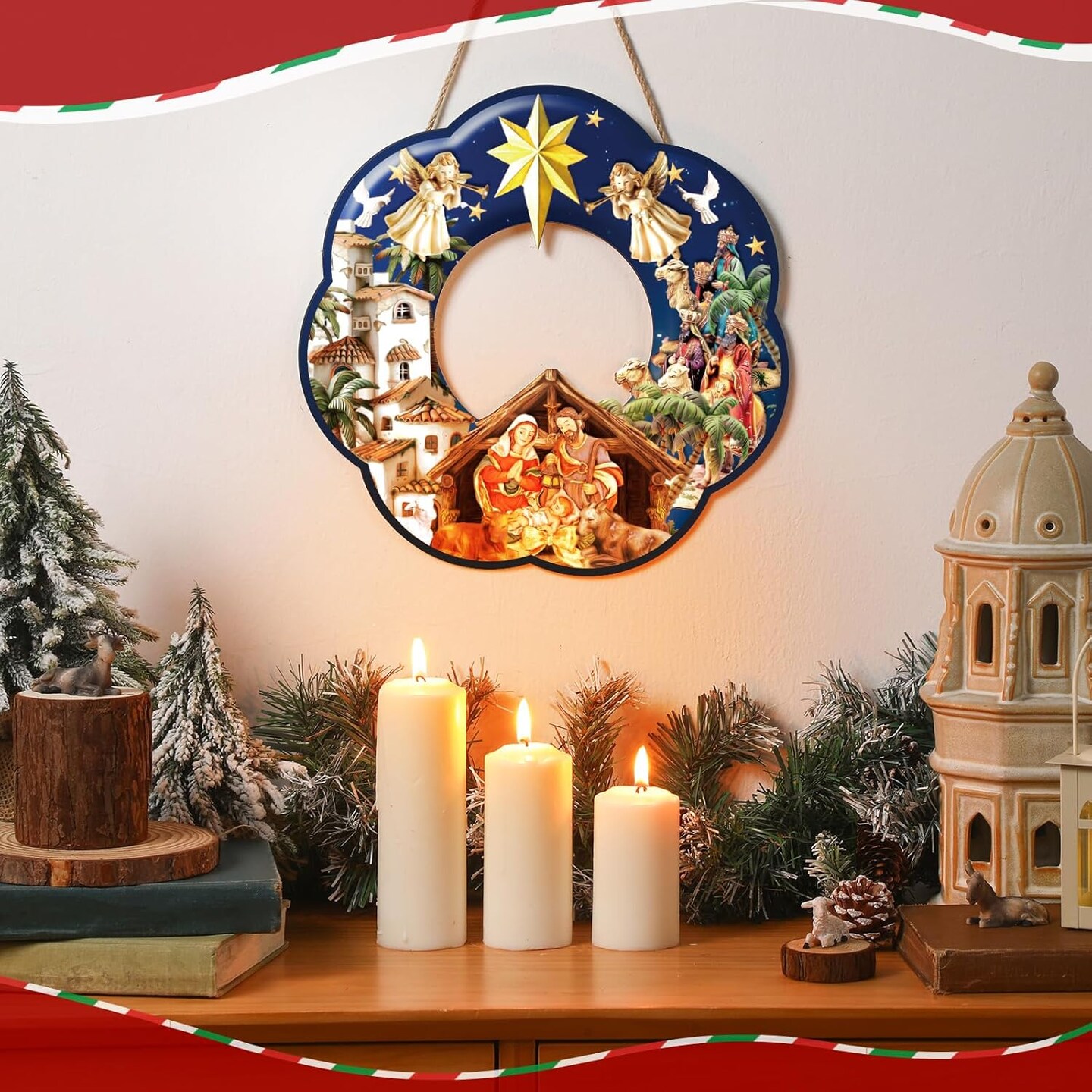 Holy Family Wreath Decorations Christmas Front Door