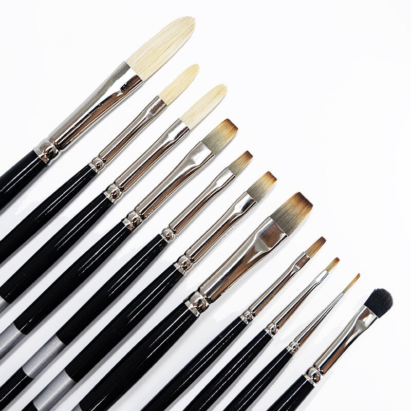 Julie Beck 11-Piece Trekell Brush Set | Synthetic &#x26; Natural Hair Brushes for Oil Painting