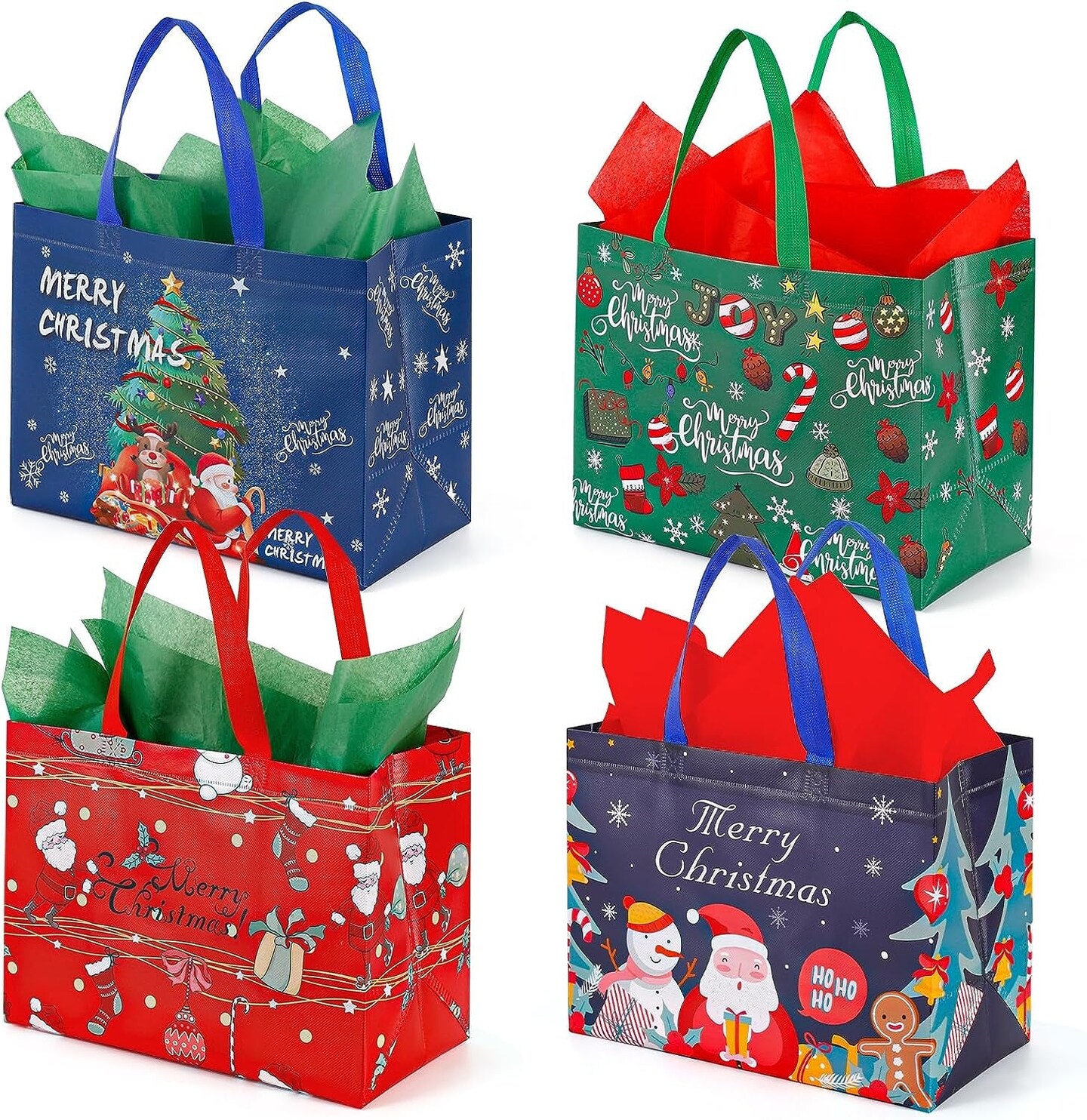 12 Pack Large Christmas Gift Bag Reusable Tote Bags with Handle Non Woven Christmas Bag for Holiday Xmas Event Party Michaels