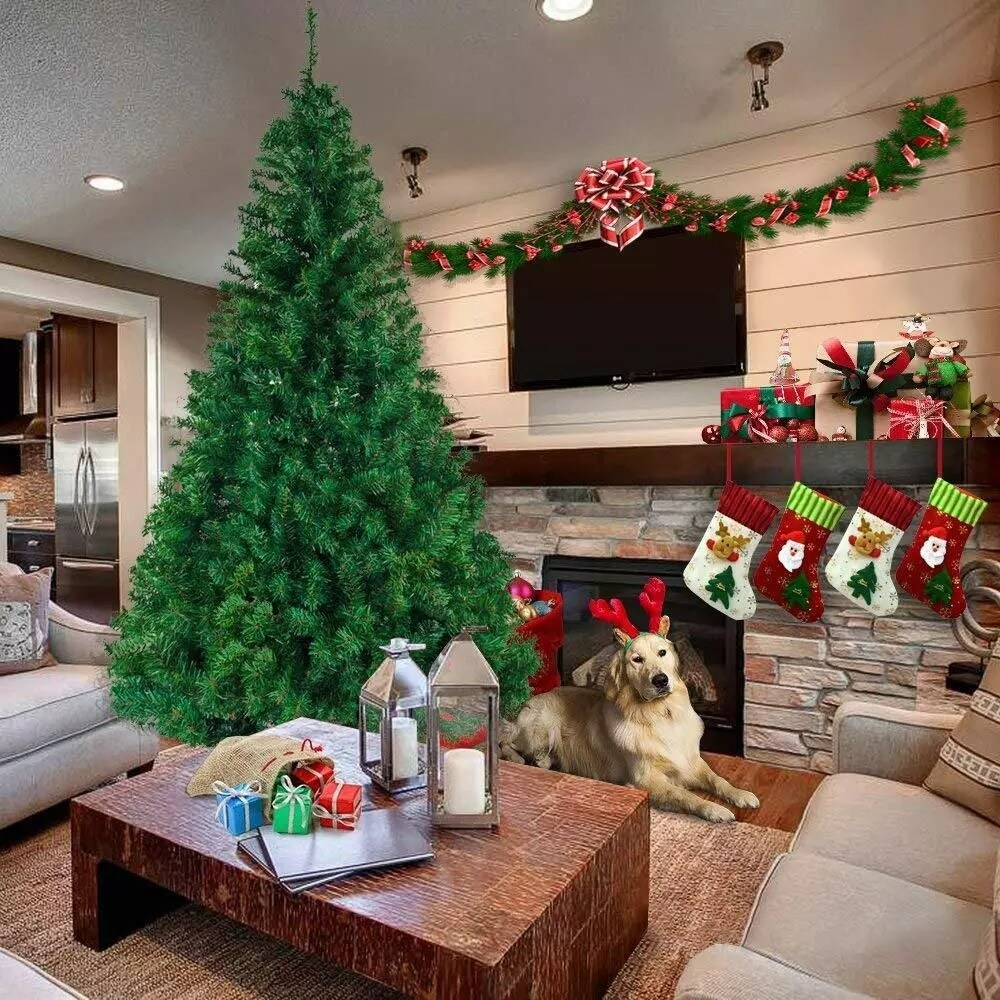 5.5 FT Artificial Christmas Tree Xmas Pine Trees Solid Metal Leg Indoor Outdoor
