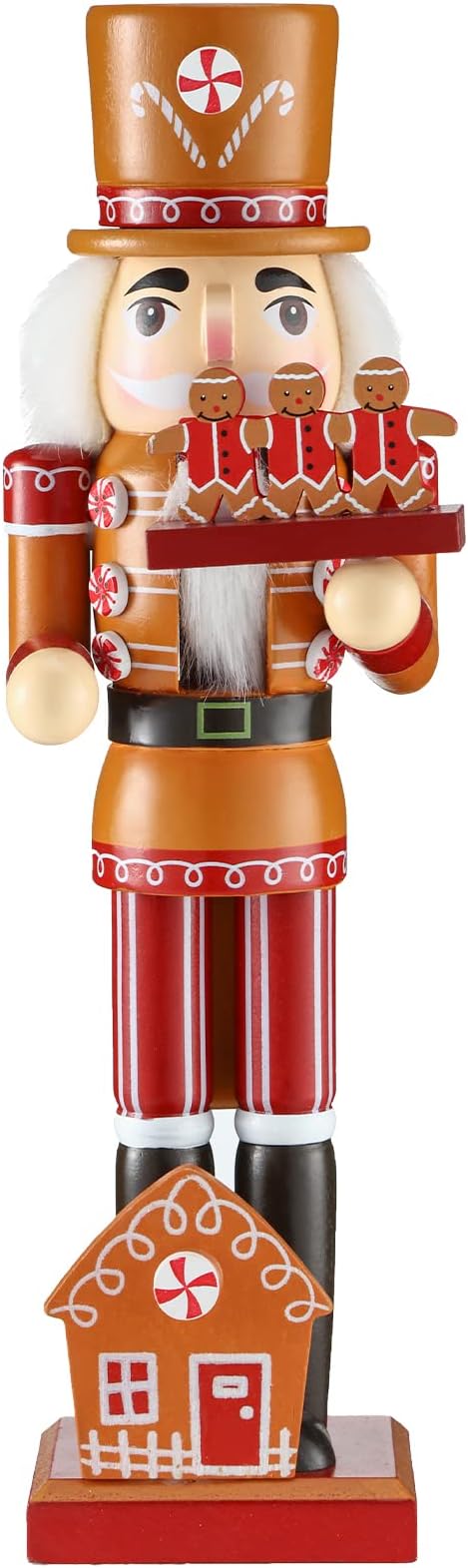 Christmas Wooden Nutcracker 15 Inch Traditional Christmas Nutcracker Decor Festive Christmas Decor for Christmas Party Shelves and Tables (Gingerbread Style)
