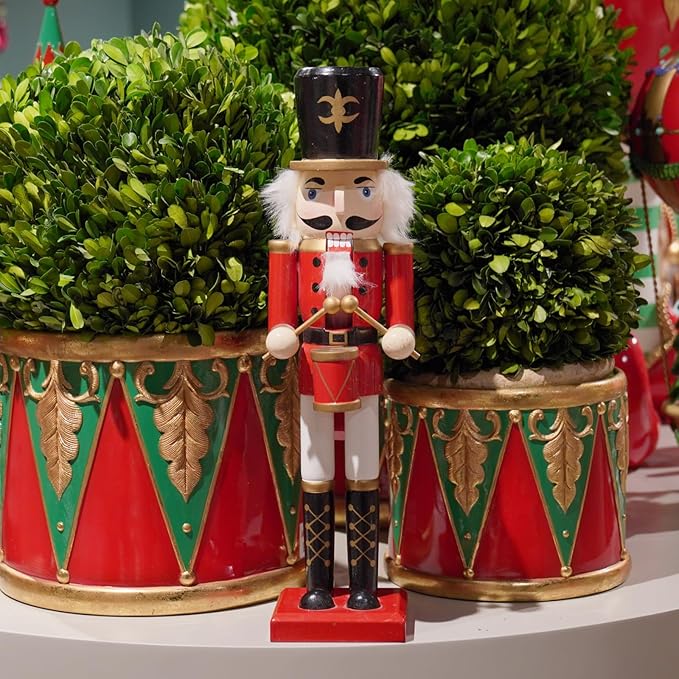 Christmas Nutcracker Soldier Figurine Decorations - 14.75H in Nutcracker Christmas Decor Traditional Soldiers Wooden Red Nutcracker Xmas Festive Gifts Farmhouse D&#xE9;cor for Fireplace Newman House Studio