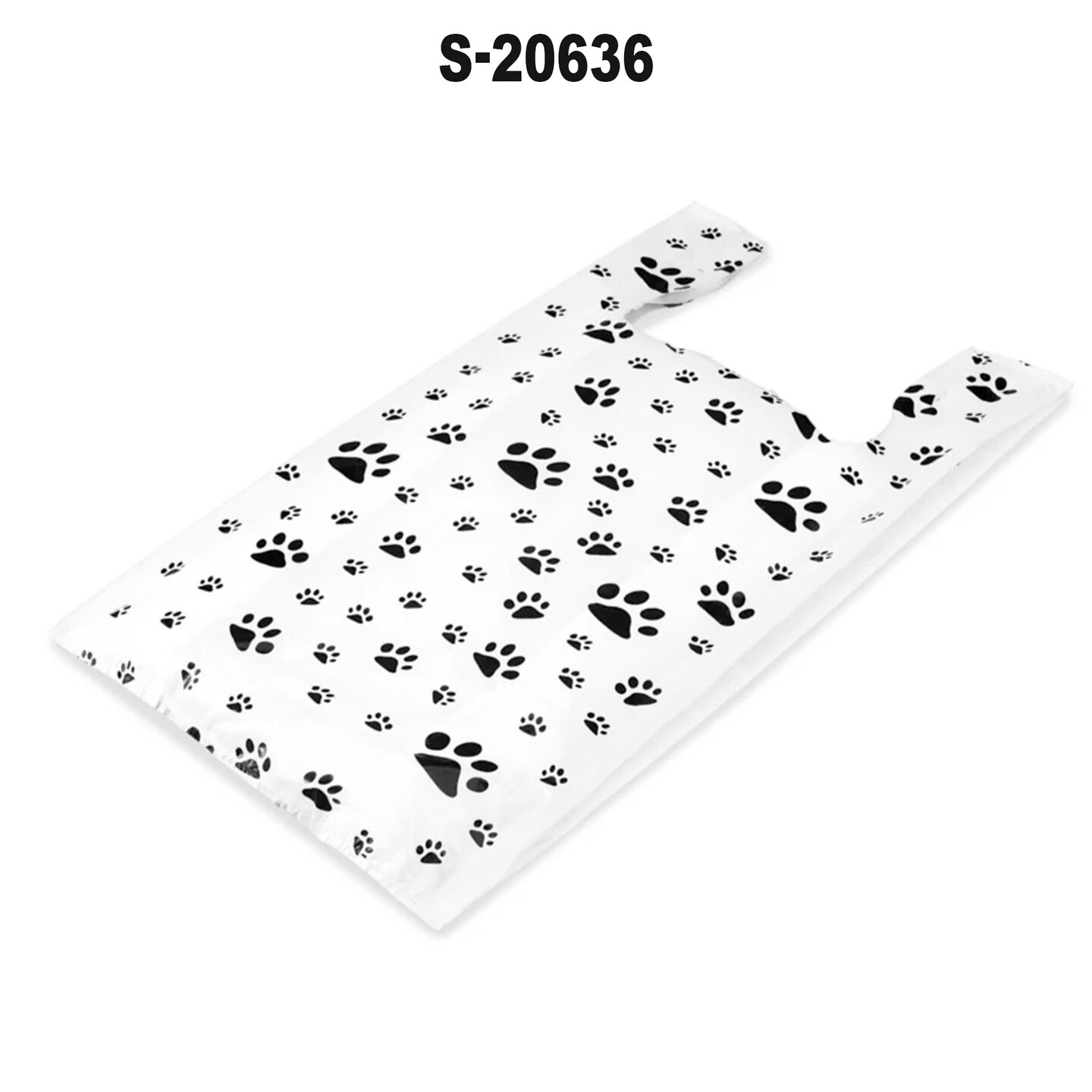 T-Shirt Bags Paw Print 7&#x22; x 5&#x22; x 16&#x22; .5 Mil