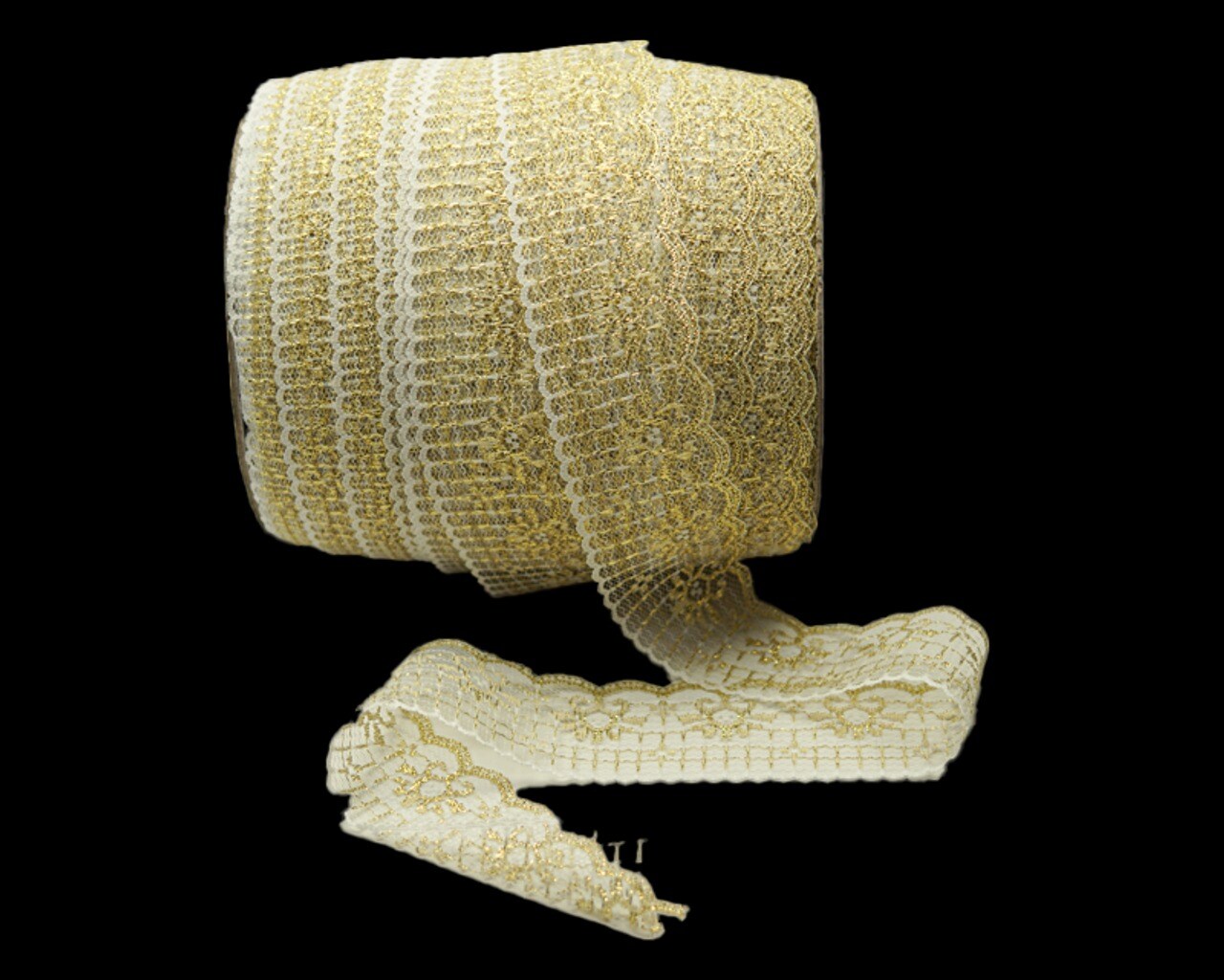 2&#x22; Wide x 300 Yards Flat Gold Lace Trim Roll