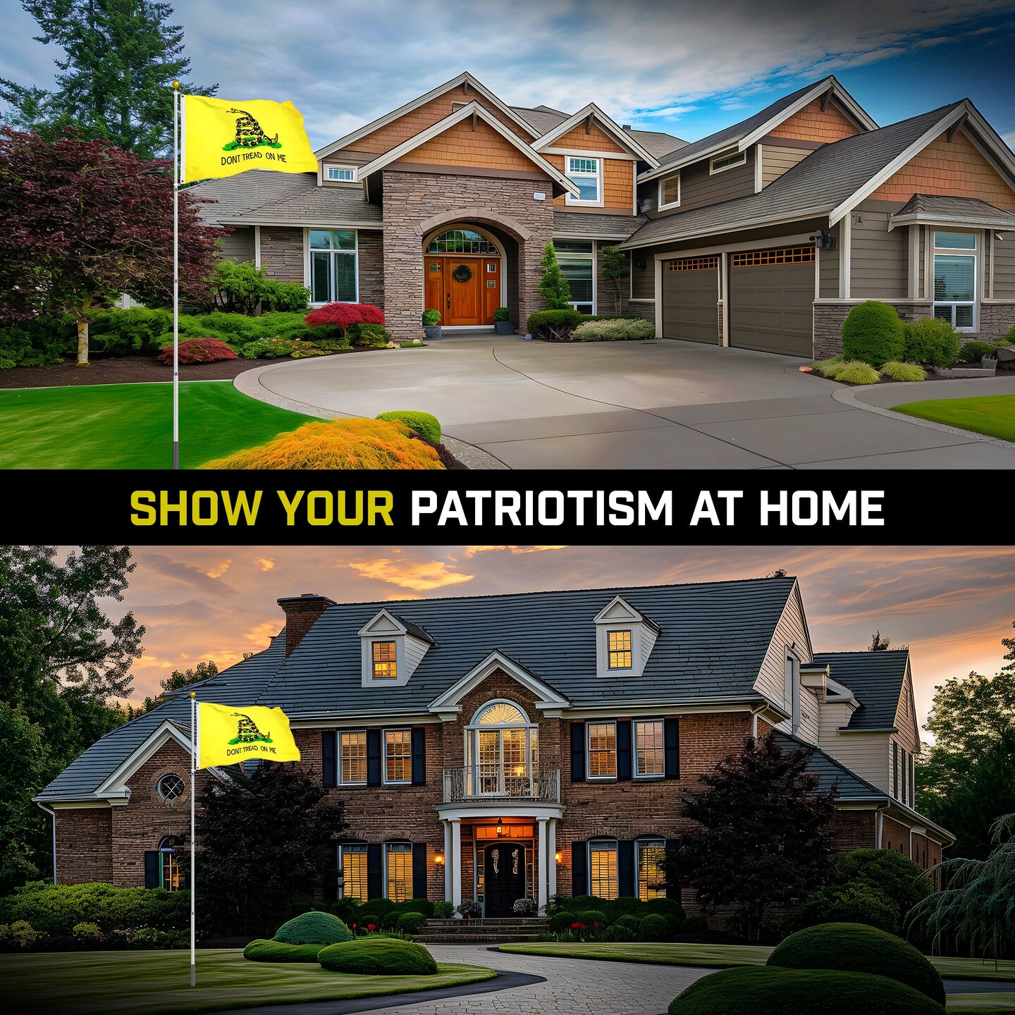 G128 Combo Pack: 16 Ft Telescoping Aluminum Flagpole (Silver) & Gadsden Don't Tread On Me Flag 3x5 Ft, StormFlyer Series Embroidered 220GSM Spun Polyester | Pole with Flag Included
