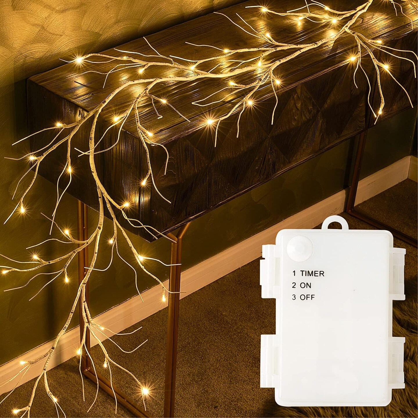 Lit Christmas White Twig Garland Winter Home Wall Decoration Indoor Outdoor