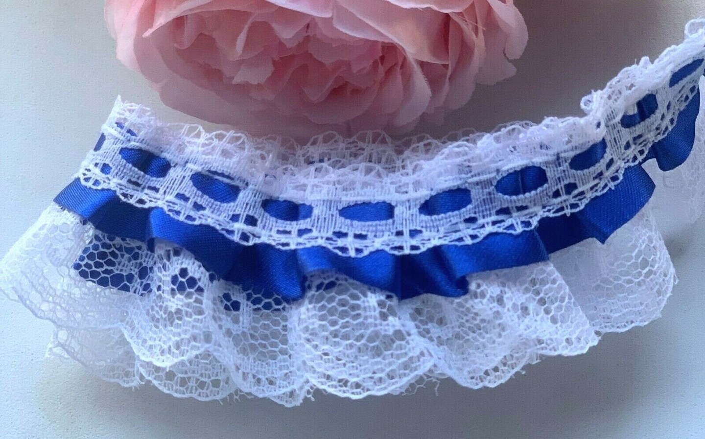 1&#x22; x 50 Yards Royal Blue Ruffled Lace Trim