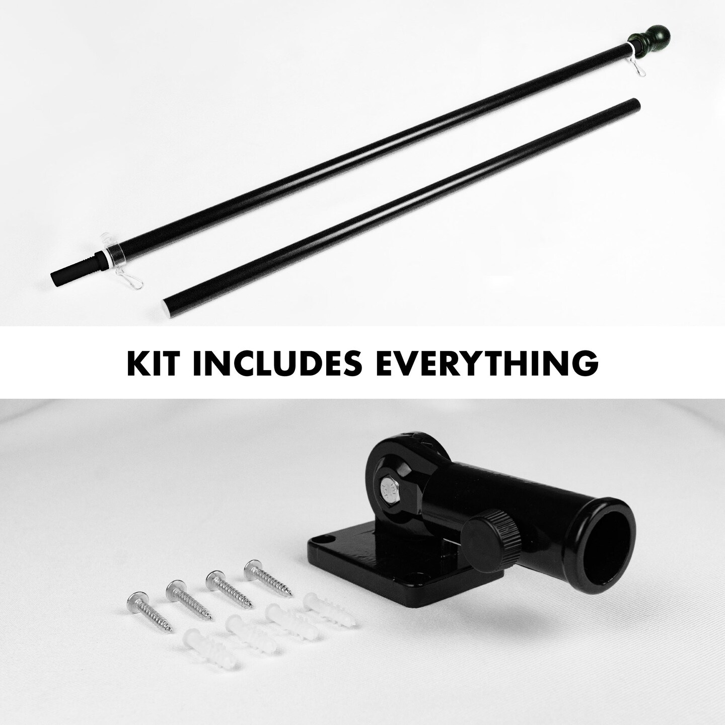 G128 5Ft Tangle-Free Aluminum Spinning Black Flagpole - Aluminum Wall Mount Flag Pole for Commercial/Residential Use (Flag NOT Included)