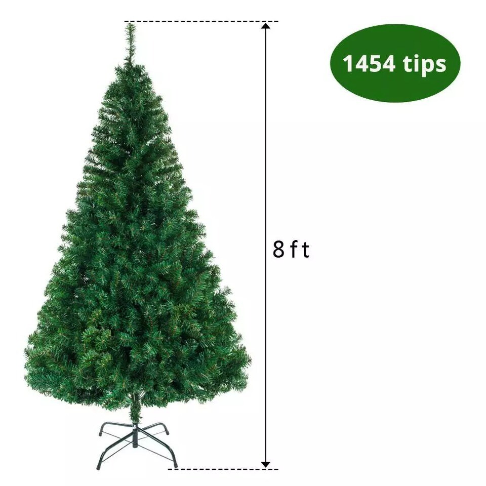 8ft Artificial Christmas Pine Tree 1454 Branches Party Holiday Decorate W/Stand
