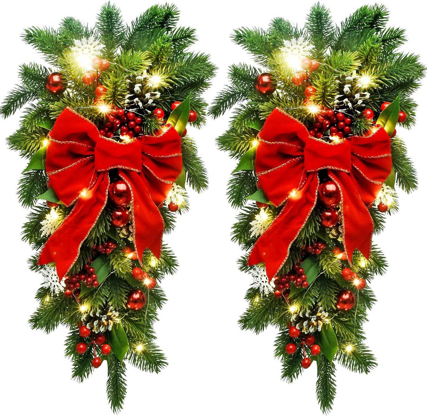 2Pack Christmas Teardrop Swags
