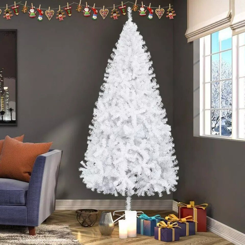 Slim Pencil 7Ft PVC Artificial Christmas Tree w/ Stand Home Holiday Decor WHITE