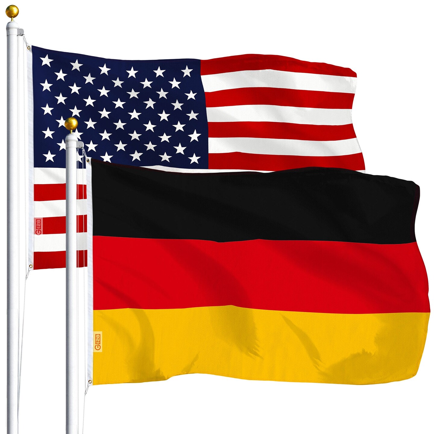 G128 Combo Pack: USA 3x5 Ft 75D Printed Stars & Germany (German) Flag 3x5 Ft 75D Printed