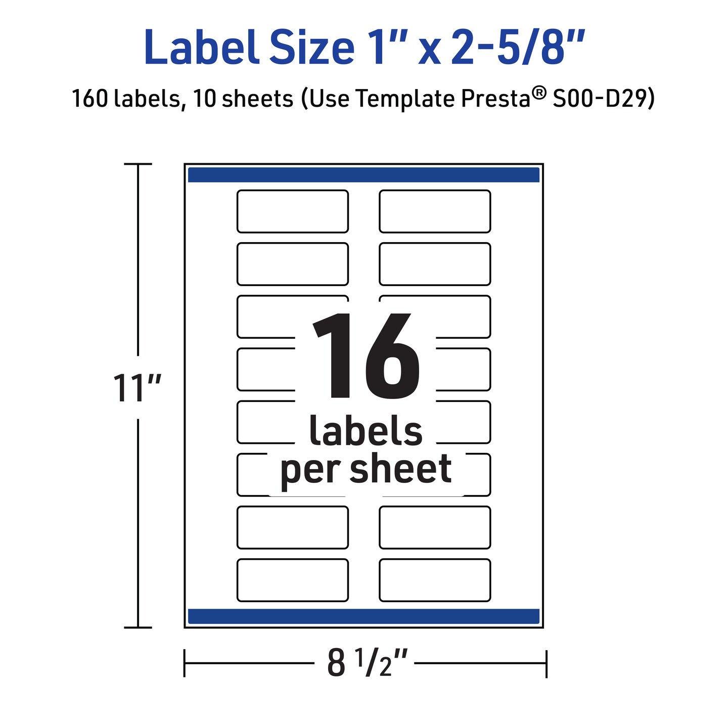 Avery&#xAE; Printable Rectangle Labels with Sure Feed&#xAE; Technology, Double Black Border Design, 1&#x22; x 2-5/8&#x22;, Glossy White Permanent Labels, Laser/Inkjet, 160 Total, Great for Address Labels