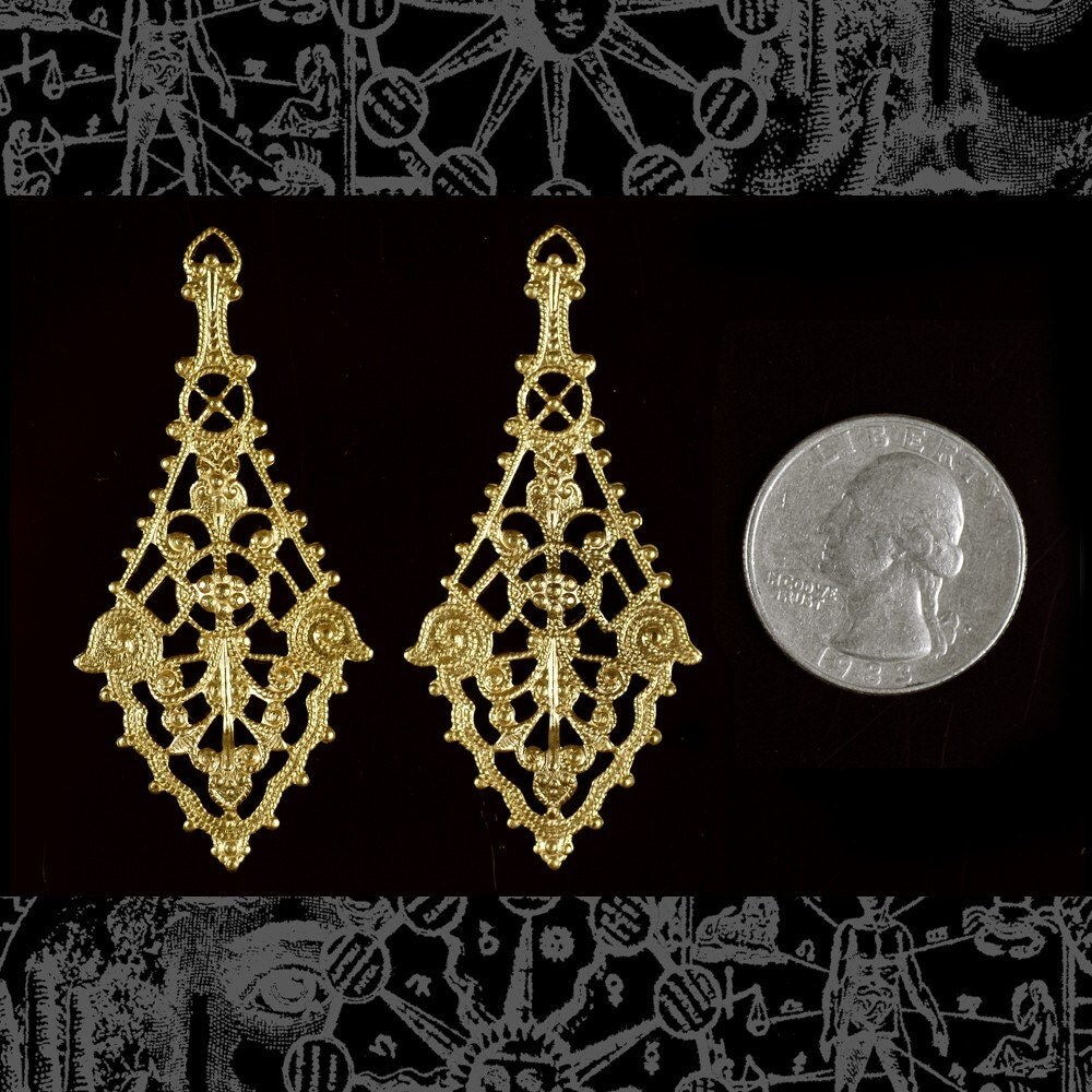 Raw Brass Long Filigree Wrap - Set of Two - B-W04