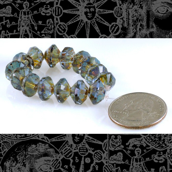 Cornflower-Montana Blue Picasso 7mm x 11mm Saucer Beads One Strand GB-B1