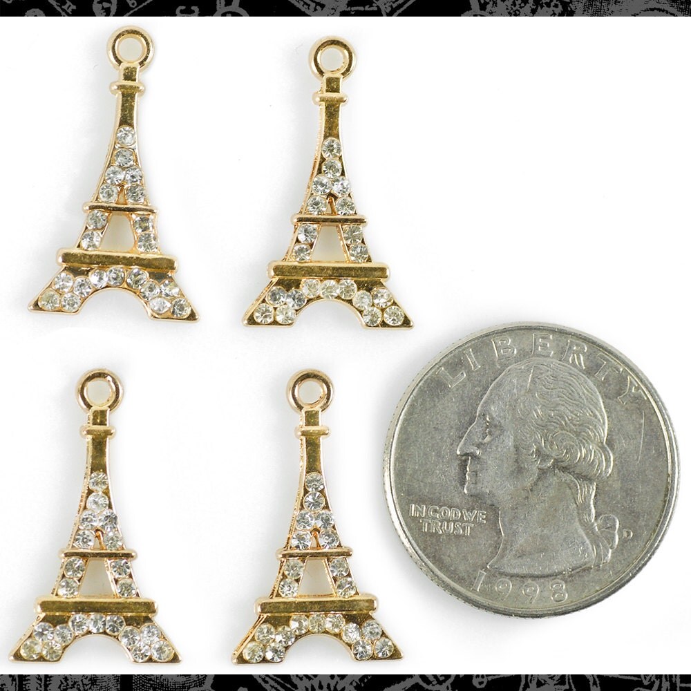 Eiffel Tower Charms with Rhinestones - Set of Four - XXX - ZG-C01