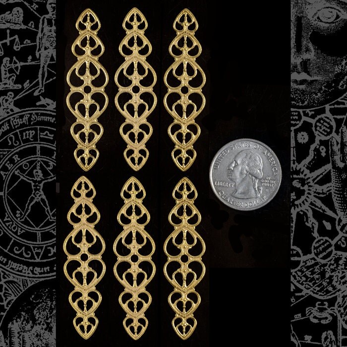 Raw Brass Cut Out Heart Ring Blank Wraps - Set of Six - B-W22