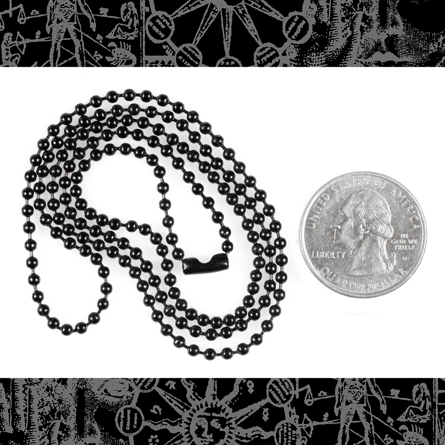 Black Ball Chain Necklace - Black Plated Stainless Ball Chain Necklace 23.5 Inches - One - CH7