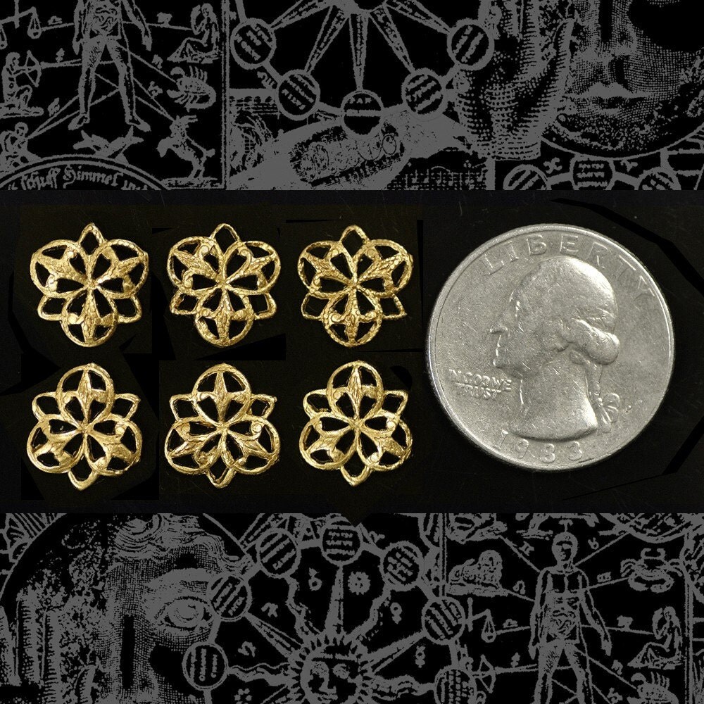 Three Leaf Clover Raw Brass Connector Embellishment - Set of Six - B-3C02
