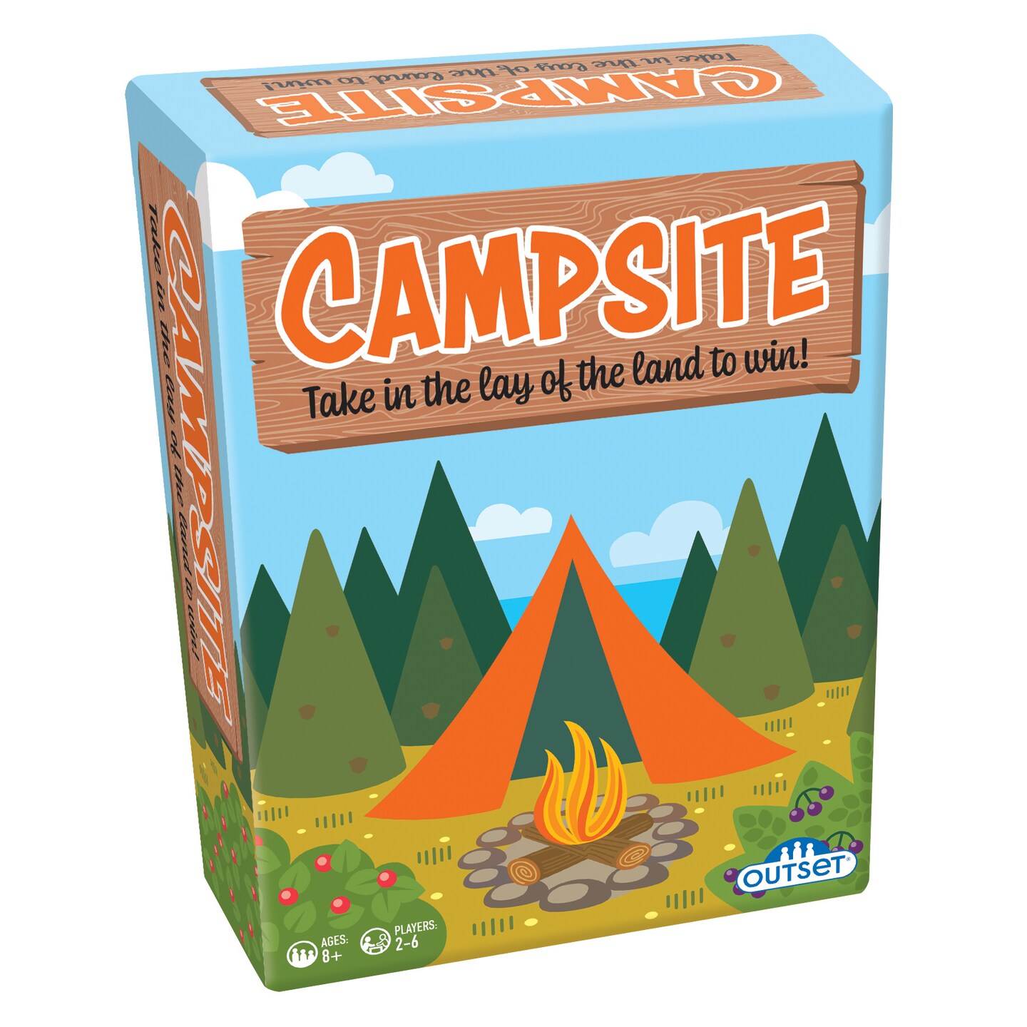 Campsite - Simple Strategy Tile Laying Board Game, Outset Media, Family &#x26; Kids, Compete To Find The Best Campsite, Family Game Night, For 2-6 Players, Ages 8+
