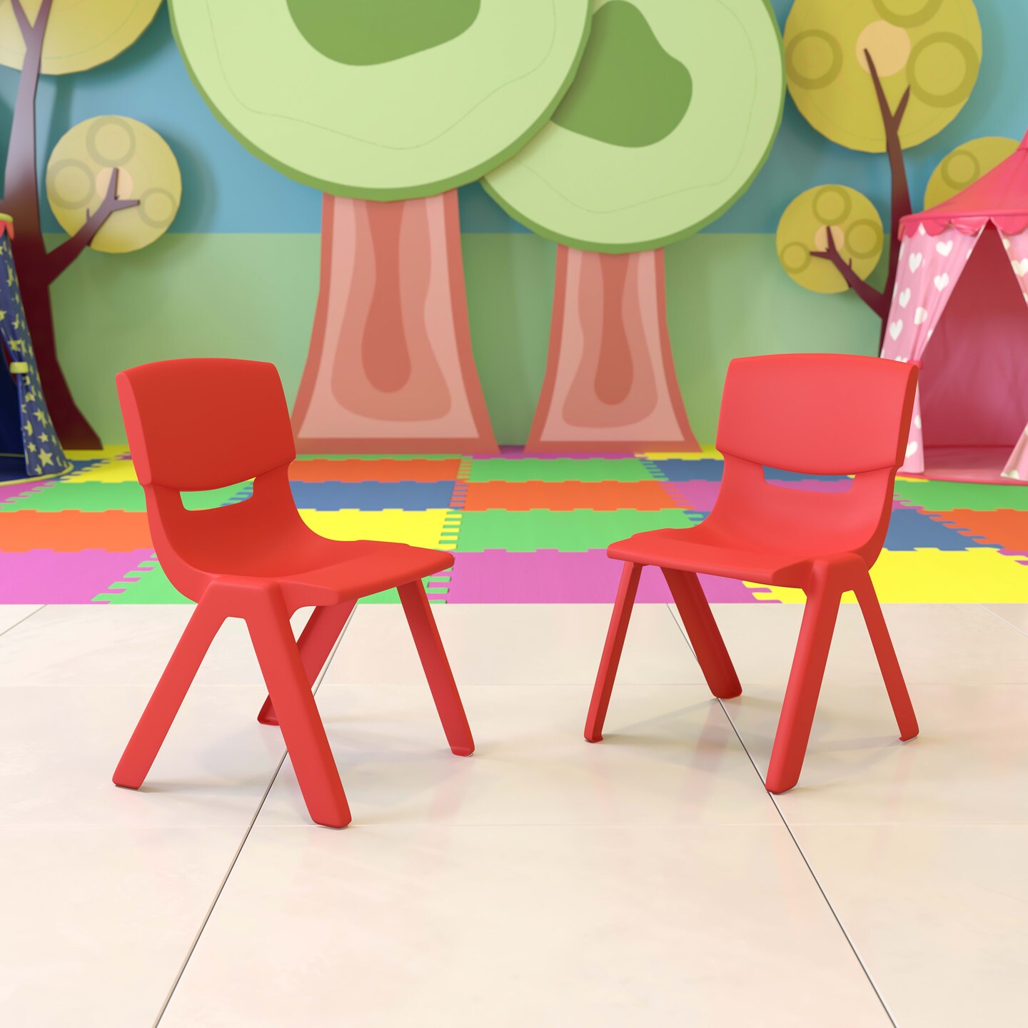 Emma and Oliver 2 Pack Plastic Stack School Chair with 13.25