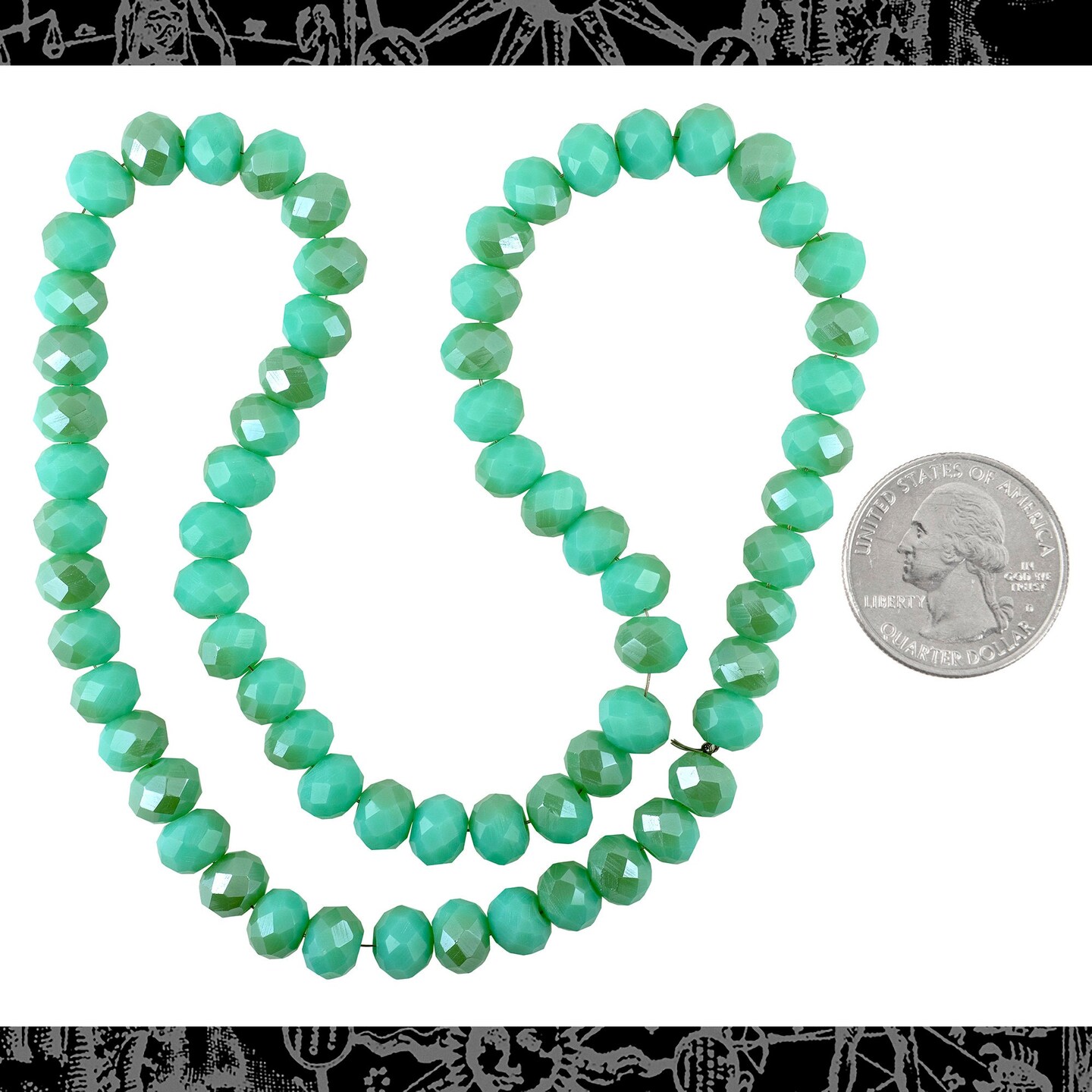 Mint 8mm x 6mm Rondelle Crystal Beads - Bead-B69