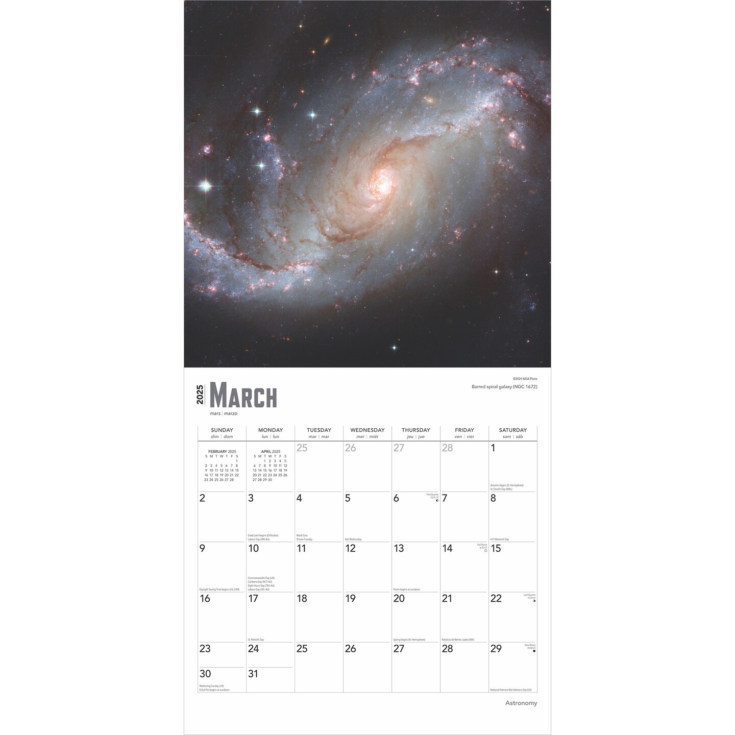 Astronomy | 2025 12 x 24 Inch Monthly Square Wall Calendar | Foil Stamped Cover | Plastic-Free | BrownTrout | Universe Space Nasa Hubble Telescope